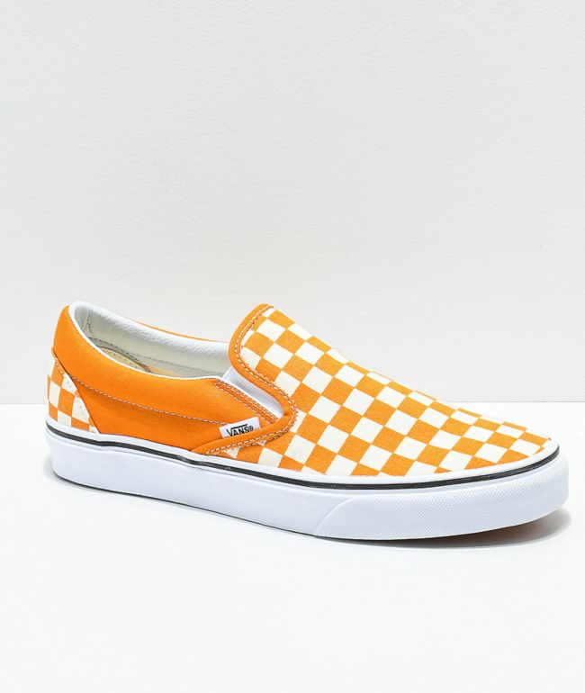 solid yellow vans slip on